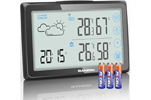 Weather Stations with Wireless Outdoor Sensor,BANRIN Weather Station for Home,Forecast Station with Temperature/Humidity/Forecast/Alarm Clock