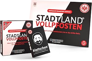 DENKRIESEN - Eintracht Frankfurt Spar-Set Hattrick | Stadt Land VOLLPFOSTEN Spielblock & Kartenspiel + Klattschen Partyspiel | SGE Spiel Bundle für Fans | Gesellschaftsspiel & Geschenkidee