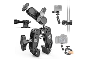 CAMOLO Kamera Super Clamp, Kamerahalterung Klemme mit 1/4 & 3/8 Gewindelöchern, Mini Magic Arm mit Super Clamp, 360°Kugelkopfarm Stativ Clamp für DLSR Kamera, Gopro, Action Cam, Monitor, LED Licht
