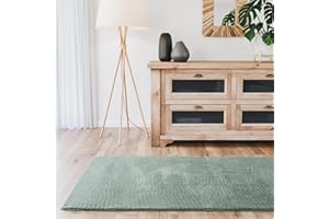 ‎INTERIYOU Interiyou Fargo - Teppich Wohnzimmer 70x200 cm Grün - Kurzflor Waschbar und rutschfest - Flauschiger Fellteppich aus Kunstfell - weicher Langflor Fell