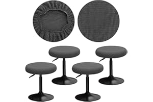YINGAYOU Copri Sgabello Rotondo 30-40cm Fodera Sgabello Rotondo con Quadrati in Peluche, Elastici, Morbidi e Confortevoli, Dai Colori Intensi (4, Grigio)