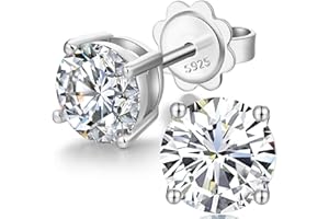 jiamiaoi Pendiente de plata de ley 925 para hombre mujer, Pendiente de diamantes con circonita 5A de 4 mm-8 mm, placa de oro blanco de 18 quilates