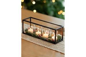 Sziqiqi wieniec adwentowy na świeczki podłużny metalowy: czarny wieniec adwentowy uchwyt na świeczki Święta Bożego Narodzenia świecznik do dekoracji stołu - nowoczesny wieniec adwentowy z uchylnym