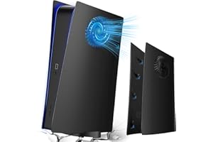 WEDORAT PS5 Faceplate Cooling Version für Playstation 5 Digital Edition PS5 Plate Cover Skin Upgraded Turbo Vents PS5 Ersatz Seitenplatte Hard Shockproof ABS Anti-Scratch PS5 Plate Case Cooling Matte Black