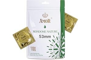 ‎AMOR AMOR NATURE 53 mm Kondome 100er Pack I Premium Kondom naturfarben I gefühlsecht hauchzart I 0,07 mm Wandstärke I vegan I für Men