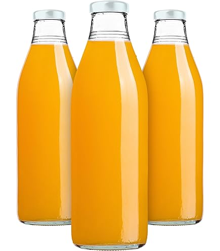 KADAX Glazen flessen, 1 l, 5 stuks, sapflessen met schroefdop, diameter