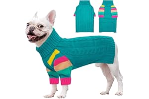 OUOBOB Dog Jumper, Medium Dog Jumpers for Dogs Girls Boys, Turtleneck Pullover Winter Dog Vest, Christmas Dog Outfits, Pet Sweatshirt Apparel Knitwear, Frenchie, Beagle, Boston Terrier M