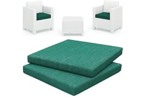 HAND 2 Cuscini da Esterno 53x50 cm, Alto 5 cm - per Sedie Giardino - Imbottiti e Impermeabili - Cuscini per Arredo Esterni, Salottini Rattan, Panche e Pallet - Made in Italy (Petrolio)