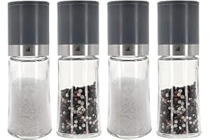 Freiwerk moulin à poivre moulin à sel lot de 4 moulin à chili moulin à céramique - sans contenu d'épices - 150ml gris