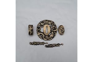 BOHIHYU JAPANESE SAMURAI SWORD KOSHIRAE–TSUBA FUCHI KASHIRA MENUKI Antique Copper 01-20