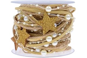 Bekecidi 1 Rollo 5m Árbol de Navidad Cadena de Perlas Cinta de Cuentas Navidad Perla Artificial Guirnalda Cadena de Cuentas Navidad para Árbol de Navidad Boda Decoración de Navidad