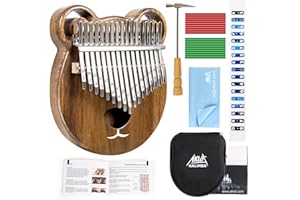 AKLOT Kalimba 17 kluczy Marimba, kciuk, fortepian, lite drewno, pianino, mbira, afrykański instrument dla dzieci i dorosłych, z instrukcją nauki (może nie być dostępna w języku polskim), zestaw startowy z pokrowcem ochronnym, młotek do strojenia
