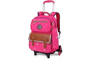 PROTAURI Enfants Sac à dos à Roulettes - Garçons Filles Rolling Bag Chariot Cartable Sac d'école Primaire Sac d'école Imperméable Bagages Pour Etudiant