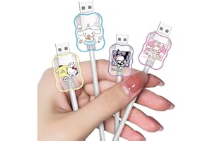 DIYGODY Protector de Cables con un Bonito Diseño de Anime para el Cargador del Samsung & Android, Lindo Ahorrador de Cable Cargador USB para Líneas de Datos de Móviles [4 Piezas]