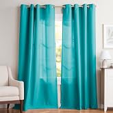 Exclusive Home Curtains EH8092-08 2-108G Loha Keten Gromet &Uuml;st Perde Panel &Ccedil;ifti, 54x108, Mavi Camg&ouml;beği