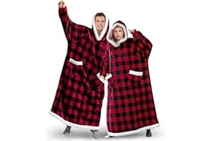 DOUUCO Sherpa bluza z kapturem oversize, miękka, przytulna, ciepła, ogromna bluza z kapturem, koc z rękawami, super miękki i wygodny, sweter bożonarodzeniowy, odpowiedni dla dorosłych, mężczyzn i kobiet