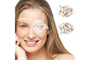 AMZVIO 2 Pcs Eye Shields After Cataract Surgery, Plastic Clear Eye Patch with Extended Elastic Strap, Longer and Wider for Adults (Beige)