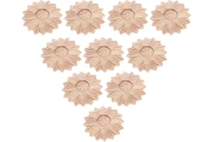 MUXSAM 10pcs Retroschnitzereien Holzschnitzereien Europäische Schnitzereien mit Sonnenblumemuster für Möbeltüren Schranktüren,6cm