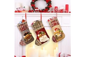 Hillylolly Calze Natalizie 3 Pezzi Calze Natalizie da Appendere, Calze Befana Vuote, Calza Natale Personalizzata, Calze di Natale Appendere, Natale Decorazioni per Caminetti, Scale, Alberi di Natale