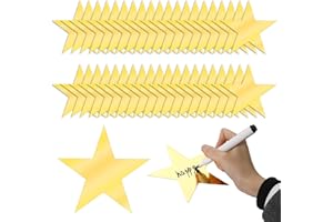 MOZEAT LENS 40 Pieces Large Gold Card Stars 6 Inch Gold Star Cutouts Double Printed Star Paper Glitter Star Cutouts Paper Star Confetti Cutouts for Wedding Party Christmas Classroom Bulletin Board Supplies