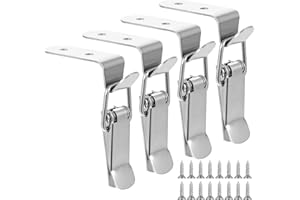 LLOUSSAK 4 Pieces 90 Degree Duck Mouth Buckle, Toolbox Lock, Reel Lock, Spring Lock Hardware for Toolbox, Cabinet, Trunk, Trailer, Door, Cabinet, Box, Chest, Barn, Box (Silver)