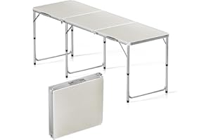 ‎TOBOLI Toboli Campingtisch klappbar 180x60x70cm höhenverstellbar 54/61/70cm Klapptisch Aluminiumrahmen und Tischplatte aus MDF tragbarer Multifunktionstisch Buffettisch Camping Tisch Garten faltbar