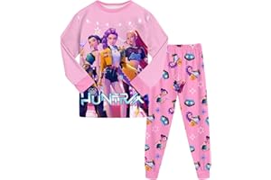GENERIC D-Demons H-Hunters Pyjamas Girls Long Sleeve Christmas Pjs Set Music Party Pajamas Nighties Cartoon Sleepwear for Kids 2 Pieces Christmas Kids Pyjamas Merch Clothes Long Sleeve Music Party Nighties