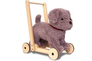 Little Bird Told Me - Bailey Dog Baby Walker, Traditional Push Along & Ride On Toy for 1 Year Olds, Soft Cuddly Toy for Toddlers, Sturdy Wooden Frame, Padded Seat