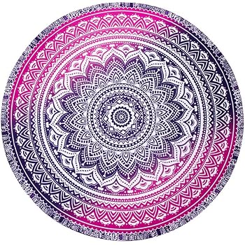 Serviette De Plage Ronde Mandala 150 Cm - Microfibre Super Absorbante Et Séchage Rapide - Tapis Yoga, Pique-nique, Plage