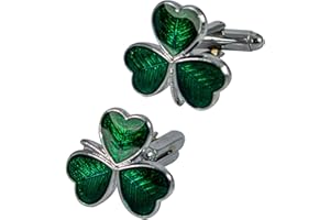 I LUV LTD Mens Cufflinks Irish Shamrock 3 Leaf Clover, Irish, Enamel Green Formal Wear, Weddings