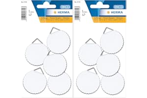 HERMA 5749 Bildaufhänger zum kleben, groß (Ø 45 mm, Papier mit Leinenstruktur) selbstklebend, wasserlöslich gummiert, Tragkraft 1.200 g, weiß (12 Haken - Ø 45 mm)