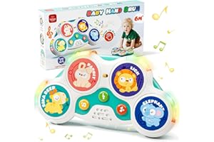 LEHOO CASTLE Lehoo Casle Giochi Neonato 6 mesi Bebe Tamburo-Musicale Giocattolo con 3 Sonori + Modalità di Gioco Intelligente, Giochi Bambini 1 anno - Regalo Neonato per 6 9 12 mesi