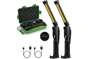 ‎HIGHSAM highsam LED Arbeitsleuchte Taschenlampe, 7 Modi COB Werkstattlampe Inspektionslampe mit Haken und Magnethalter, 2200mAH Arbeitslampe Campinglampe für Auto Reparatur, Garage, Notbeleuchtung (2 Stück)