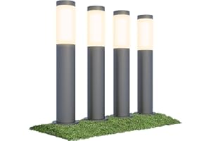 ‎LINOVUM linovum BOSEA-A 4 Stück Wegeleuchten E27 Lampenfassung Outdoor Pollerleuchte - Wegbeleuchtung aus Edelstahl IP44 Höhe 50 cm