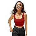 BERRY BIRD® Women's Knitted Sleeveless Solid Square Neck Tank Tops