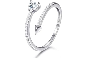 JeweBella Anello Cuore per Donna Anello Argento 925 Regolabile Zirconia Cubica Anello Fidanzamento Anello Promessa FEDI Nuziali Anelli Pollice Argento/Rosa Rossa/Rosa/Verde