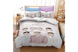 Goplnma, biancheria da letto, copripiumino con federa per cuscino, con stampa 3D motivo: BTS, Bangtan Boys per A.R.M.Y, multicolore (135 × 200 cm, 21)