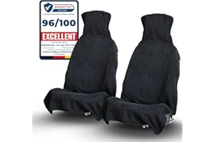 ‎UPGRADE4CARS Upgrade4cars 2 x ochraniacze na przednie siedzenia samochodowe frotte | pokrowiec na fotel kierowcy z bawełny w kolorze czarnym | ręcznik do uprawiania sportu, pracy, na lato i zimę