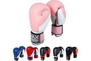 MAXSTRENGTH Boxing Gloves MMA Mitts for Sparring, Kickboxing, Heavy Punch Bag Grappling Dummy Double End Speed Ball & Focus Pads Workout 6oz, 8oz, 10oz, 12oz 14oz, 16oz