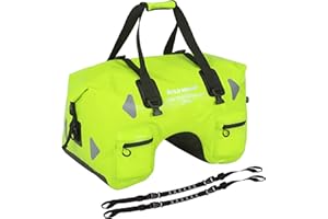 WILD HEART Borsa Da Sella Per Moto A Secco 70l Con Cinghie In Corda E Tasca Interna Impermeabile In Pvc 500d Per Viaggio, Moto E Così Via (verde fluorescente)