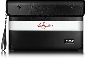 ‎VAILOIN Vailoin 5200℉ Feuerfeste Tasche mit Reißverschluss,(28x19cm) Dokumententasche Feuerfest Wasserdicht,Geldtaschen Banktasche,Dokumentenkoffer Aktentasche für A5 Dokumente,Passport(Schwarz)