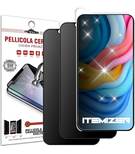 Slanku 2 Pezzi Pellicola Protettiva per la Privacy per iPhone 16 Pro Max, Vetro Temperato Anti-spia Viola Colorato, Durezza 9H, Senza Bolle