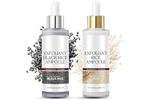 YXTECD Rice Ampoule Duo, White & Black Rice Face Exfoliator, Exfoliating Toner For Face - Pore Minimizer Soft Exfoliatin-g Body Scrub Dead Skin Cells, Blackhead Remover For All Skin Types(Set, 100ml)