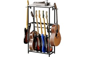 MAHANCRIS Guitar Stand, Guitar Rack for Acoustic Holder, Electric Guitar, Bass, Multiple Guitar Rack Holder for Guitars, Guitar Amp Accessories, for Home Music Studio, White and Black AGSHW6501