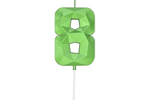 DERVENTA Large Birthday Candle Number 3D Green 3.7 inch Party Celebration Anniversary Decoration Cake Topper 1 Piece (Number 8 Green)