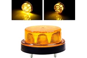 NWPANGU 24V LED Strobe Beacon Light, Amber Emergency Lamp, Rotating Flashing Safety Warning Light for Truck Tractor Forklift Car Bus Constructions,Yellow |3 Wires, 2 Lighting Modes|