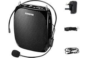Zoweetek 10W Voice Amplifier Rechargeable 1800mAh, Portable Waistband Wired Headset Microphone Amplifier for Teacher, Coach Training, Presentation, Tour Guide, Custumes, Promoters and More