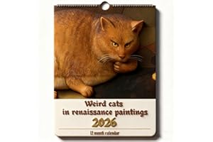 GENERISCH Weird Cats in Renaissance 2026 Wall Calendar – Funny Medieval Cat Art Calendar, 12-Month January–December Hanging Monthly Planner for Home Office, Humorous Cat Wall Decor, 8.5" x 11"