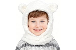 AYPOW Cagoule Enfants Bébé Chaud d'Hiver, Multifonction Bonnet Cache-Cou en Polaire Peluche Thermique Balaclava Chapeau avec Écharpe Capuche Cache Oreilles pour Filles Garçons Tout-Petits 1-7 Ans