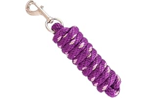 Merauno® Maglia per cavallo – maglia da legare in diversi design alla moda, corda per legare pony, asino, capra, a maglia lunga con moschettone (viola, moschettone)